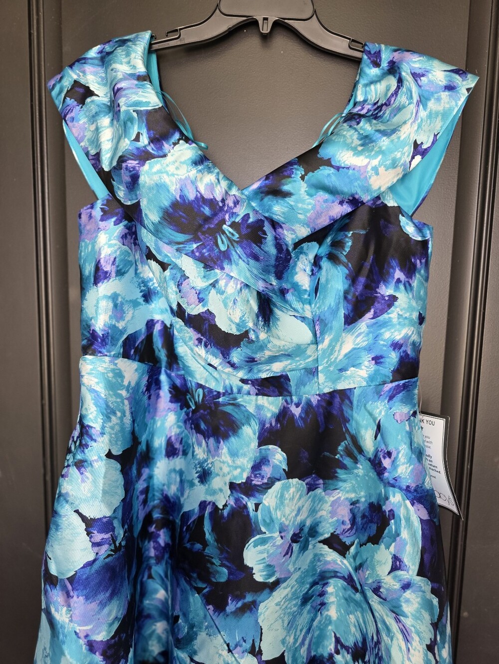 NWT Alex Evenings Blue Floral Fit & Flare Cocktail Dress Size 14 MSRP $199 - Picture 6 of 12
